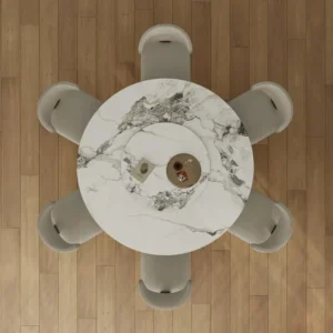 59" Round Sintered Stone Dining Table Set