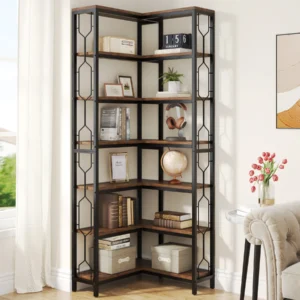 7-Tier Industrial Corner Bookshelf