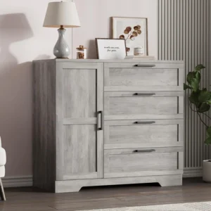 43.3'' Gray Wardrobe Wood Dresser for Bedroom