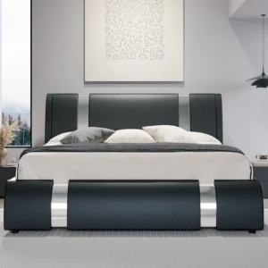 HOOMIC Modern Faux Leather Bed Frame