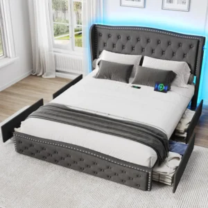 Vabches Queen Size LED Bed Frame